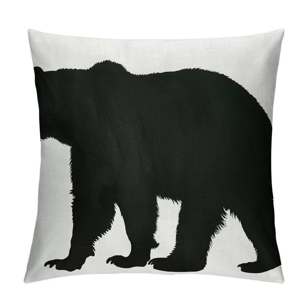 Qinduosi Nature Throw Pillow Cushion Cover, Grizzly Alaskan Bear Animal Wildlife Forest Mountain Canadian Artwork Image, Decorative Square Accent Pillow Case, ", Black White