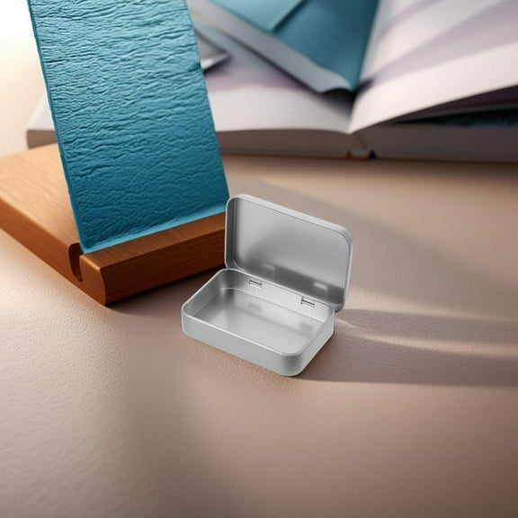 SWETRACE 2Pcs Small Metal Tin Box With Lids For Candy Storage Home Use Silver Rectangle