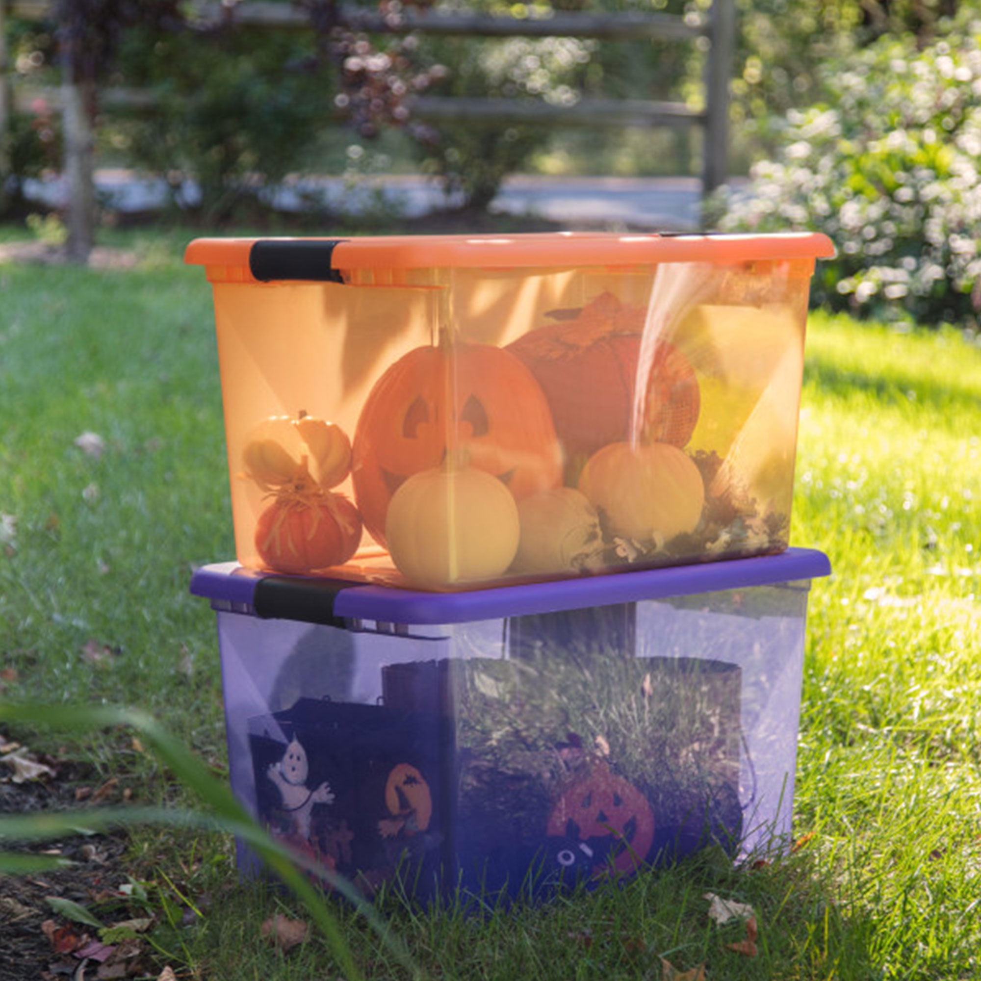 Sterilite Orange 64 Qt Latching Plastic Storage Box Container Tote, 18 Pack
