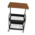 thumbnail image 2 of Fancyes Storage Cart 3 Tier Slim Storage Cart Metal Frame Unit Rolling Utility Cart Metal Wire Storage Cart for Laundry Room Bathroom Black walnut, 2 of 8