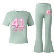 thumbnail image 6 of Gaexia Athletic Outfits for Girls,Girls Casual Fashion Outfit With Bow Short Sleeve Top and Long Pants for Play and Daily Wear Fashion Clothes,11-12 Years, 6 of 6