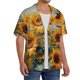 thumbnail image 2 of Balery Sunflower Field Art Camisa Casual de Manga Corta con Botones para Hombre, Texturizada, Estilo Cubano, para Playa, Verano-Small, 2 of 5