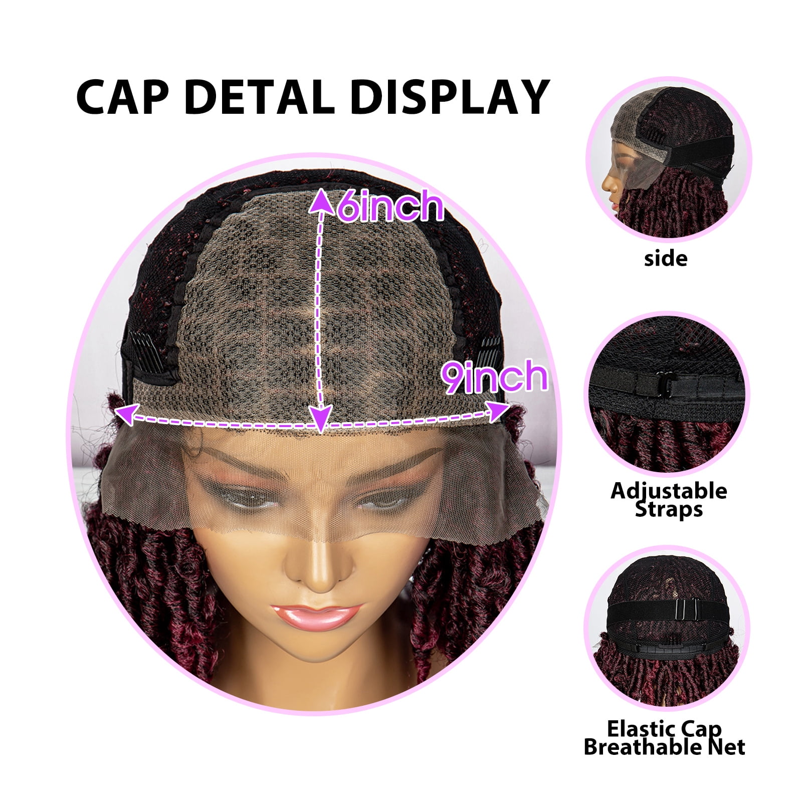 Braided Wigs for Black Women Synthetic Lace Front Wigs Knotless Box Braided Wigs Lightweight Butterfly Faux Locs Braid Braiding Hair Wigs (1B/BUG Color)