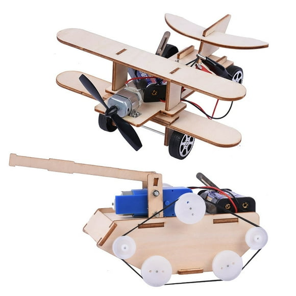 Bewildely 1 Juego de vehículos para niños, juguetes de carpintería de imaginación, Kits de experimentos, modelo de tanque, habilidades Juguetes de construcción