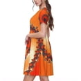 thumbnail image 2 of Honeii Orange Rotating Print Women’s Short Sleeve Dress, Comfortable Casual Dress, Soft Polyester Spandex Blend, Stylish Everyday Wear for Summer, Perfect for Travel and Vacation, 2 of 6