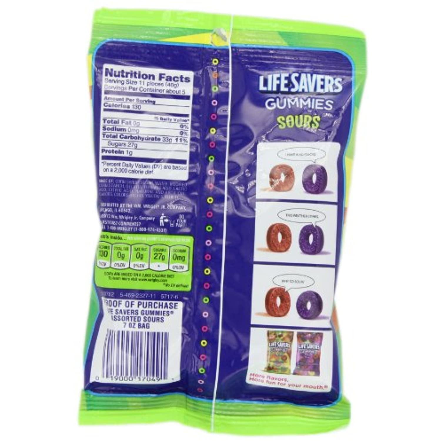 Life Savers Sours Gummies Candy Bag, 7 Ounce (Pack Of 12)