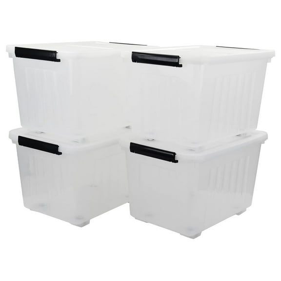 50 Quart Storage Boxes with Wheels, Large Plastic Storage Tote Bins Set of 4