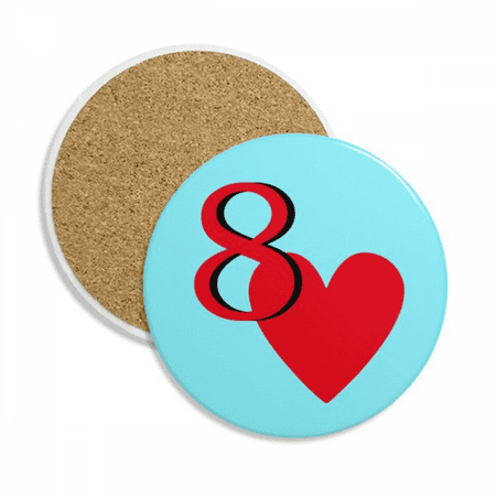 

Love Heart 8 Poker Coaster Cup Mug Tabletop Protection Absorbent Stone