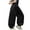 Black, variant on Girls Pants Baggy Elastic Waisted Solid Color Straight Leg Summer Trendy Long Pants with Pocket,7 Years