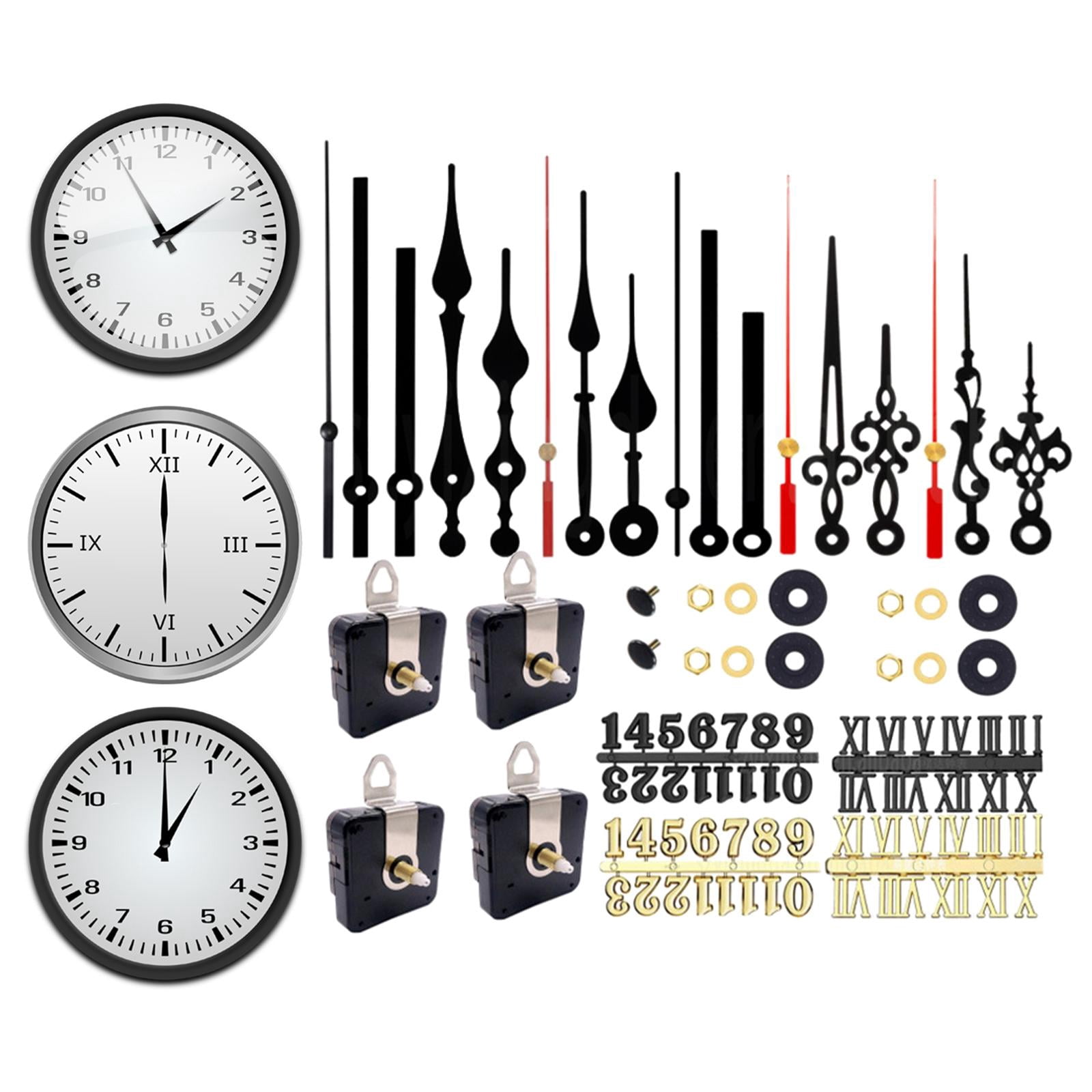 WLPZXP 4x Quartz Wall Clock Movement Kit Repair Tool with 6 Different Pairs of Hands ,