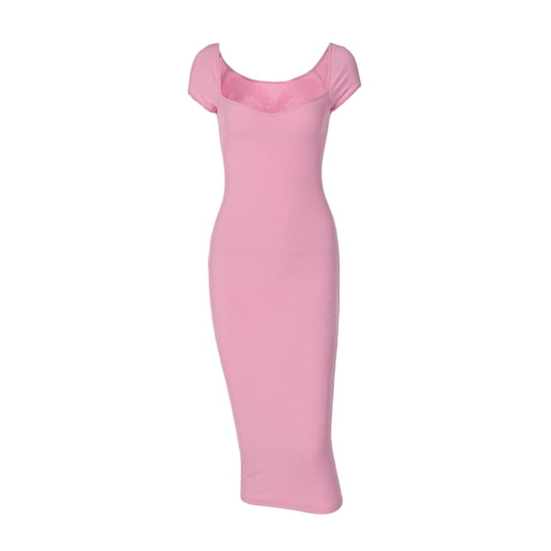 Txlixc Vestido de mujer bodycon, vestido de manga corta de color sólido, adecuado para fiestas Txlixc moda