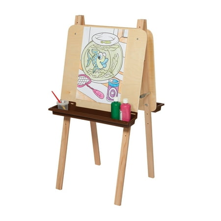 Wood Designs Double Adjustable Easel with Plywood and Brown Trays