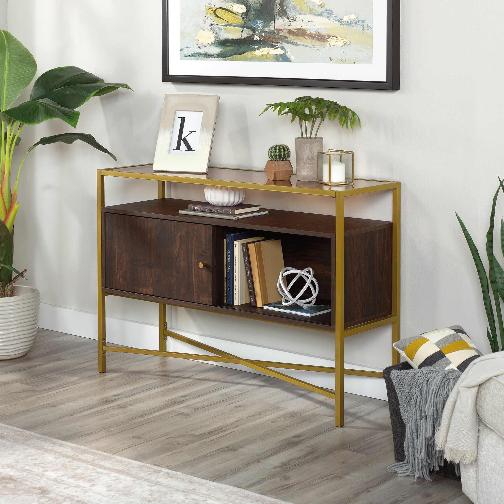 Sauder Curiod Accent Storage, Rich Walnut Finish