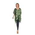 thumbnail image 3 of Beautybatik Green Womens Boho Hippie Batik Tie Dye Plus Size Tunic Blouse Kaftan Top 4x, 3 of 7