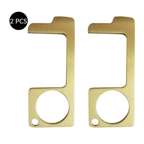Ppe Disposables Brass No Touch Tool Door Opener Keychain Pack 2 Antimicrobial Hands Free Zero Touch Door Pull Opener Walmart Com