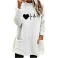 thumbnail image 2 of Women's Fleece Pullover Oversized Plush Soft Crewneck Long Sleeve Tops with Pocket Winter Warm Casual Womens Sweatshirt, 2 of 4