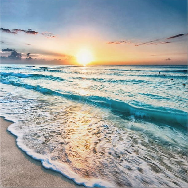 Cuadros Decorativos Kit de imagen de mosaico de olas de mar con pintura de diamantes redondos de resina artesanía para el ocio JShteea Nuevos Originales