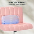 thumbnail image 5 of FLEXISPOT 26.4" x 22.4" Wide Armless Desk Chair, 4.7'' Thick Crisscross Vanity Chair, Leather Seat, Pink, 5 of 7