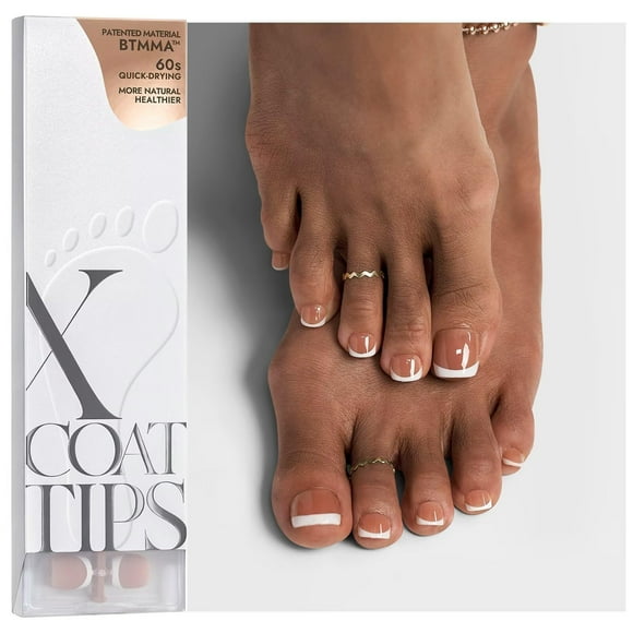 BTArtboxnails XCOATTIPS Toe Nail Tips - Short French Tip Toenail Press Ons, 160Pcs Brown Soft Gel Toe Nail Tips, Soak Off Press On Toenails for Women
