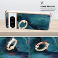 thumbnail image 5 of SaniMore for Google Pixel 8 Pro Case, Marble Pattern 3 in 1 Heavy Duty Shockproof Full Body Hard PC+IMD Bumper Drop Protective Women Girls Cover Rotating Ring Bracket Stand, Green, 5 of 10