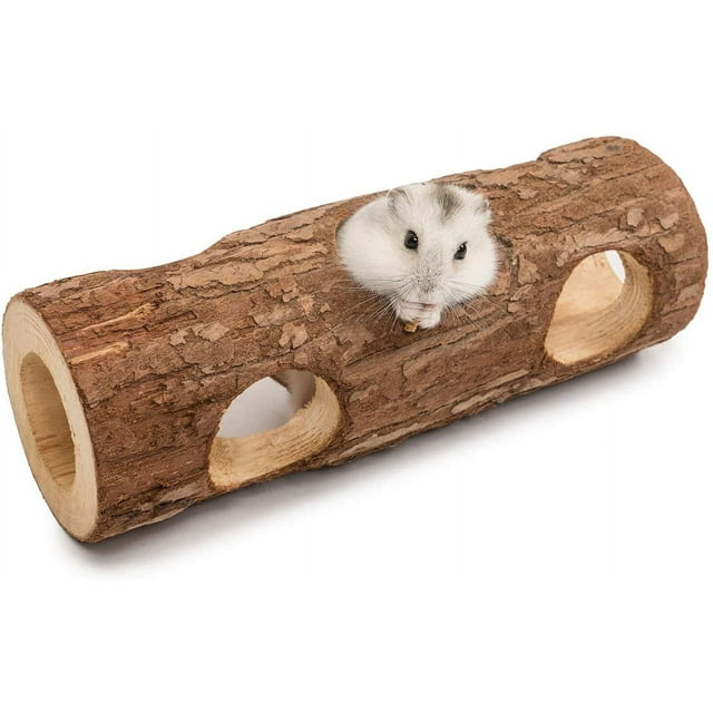 Natural Wooden Hamster Mouse Tunnel Tube Toy Forest Hollow Tree Trunk