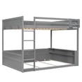 thumbnail image 2 of Euroco Wood Queen over Queen Bunk Bed with Shelves and Cabinets,  Storage Headboard with LED Light and USB Charging, Grey, 2 of 11