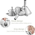 thumbnail image 3 of PEACNNG Stainless Steel Small Funnels Strainer with Metal Long Handle Tools Kitchen Funnels for Essential Oil, Spices, Flask, Perfume (Silver) -Set of 3, 3 of 5