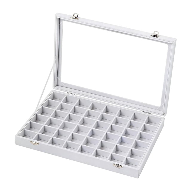 Organizador de joyas portátil y versátil con 48 compartimentos. Contenedor para regalos. Blanco