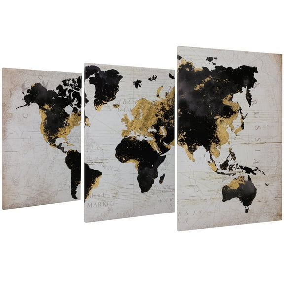 Crystal Art Gallery World Map Gallery-Wrapped Canvas Print Wall Art 20" x 30" Set of 3