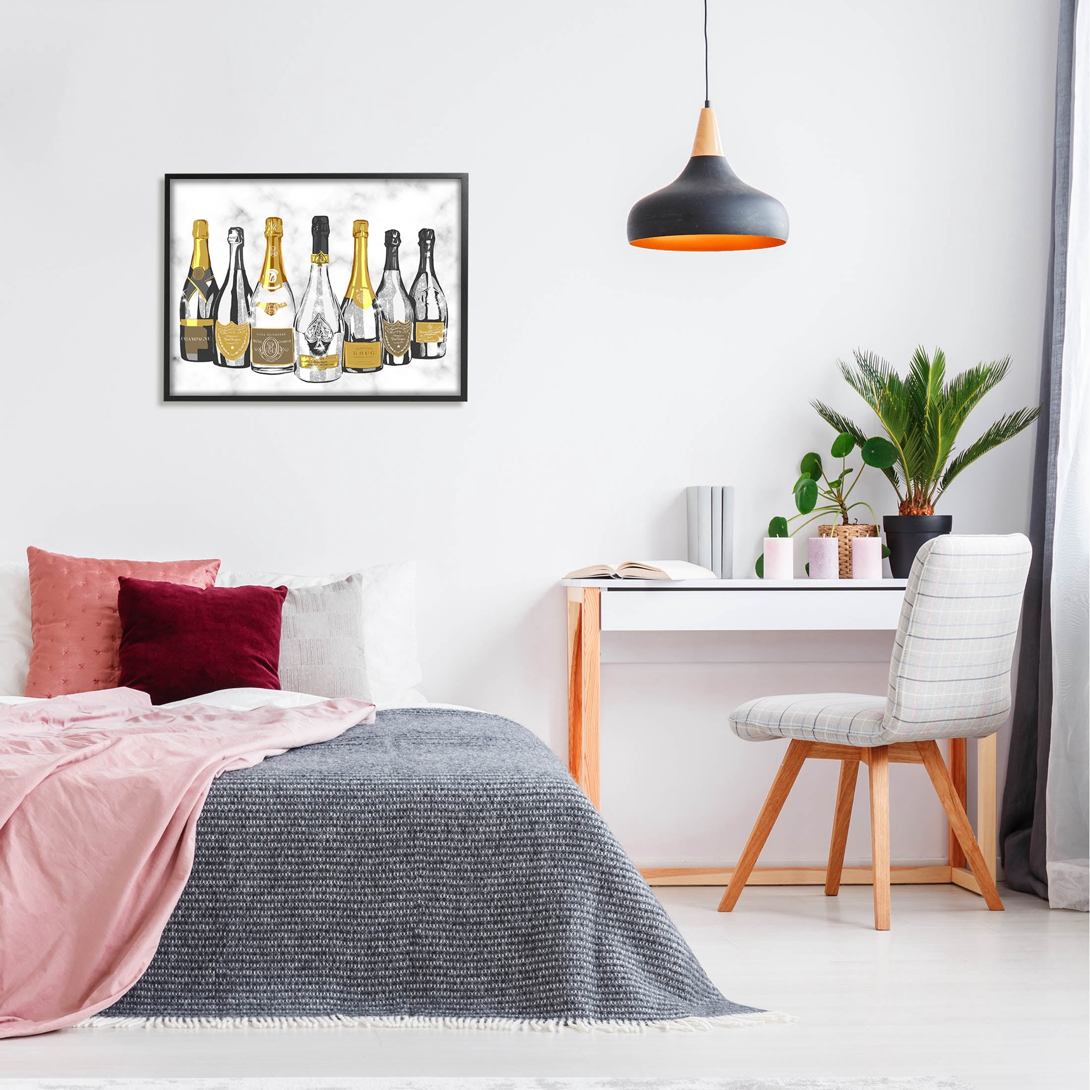 Stupell Industries Radiant Glam Twinkle Champagne Bottles Graphic Art Black Framed Art Print Wall Art, Design by Ziwei Li