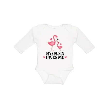 

Inktastic My Cousin Loves Me Flamingo Girls Long Sleeve Baby Bodysuit