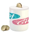 thumbnail image 1 of Gender Reveal Piggy Bank, Hand Drawn Style Sketch Boy and Girl Letters Shower Art, Ceramic Coin Bank Money Box for Cash Saving, 3.6" X 3.2", White Teal Pink, by Ambesonne, 1 of 4
