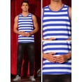 thumbnail image 4 of DARING DIVA Men's Stripes Tank Sleeveless T-Shirt Crew Neck Striped Vest XL Blue White, 4 of 6