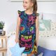 thumbnail image 4 of Balery Neon Graffiti Urban Art Camisón de princesa para niñas, pijama de algodón con mangas abullonadas, suave y bonito.-Medium, 4 of 6