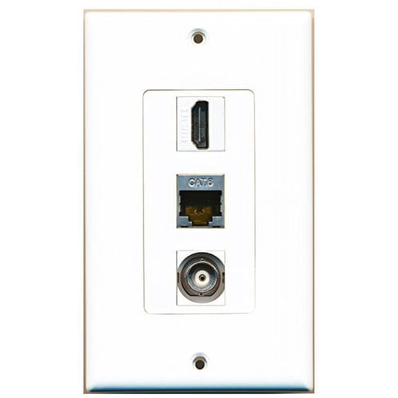 RiteAV - 1 Port HDMI and 1 Port Shielded Cat6 Ethernet and 1 Port BNC Decorative Wall Plate Decorative