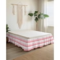 thumbnail image 2 of Pink White Striped Wrap Around Bed Skirts for King Bed 16" Drop, Bed Skirt with Adjustable Elastic Belt Dust Ruffle Bed Valance for Bedroom Hotel Luxury Farmhouse Stripes Bed Frame Cover, 2 of 7