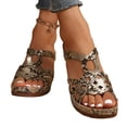 thumbnail image 5 of Bxsruta Women's Plus Size Slip-On Wedge Sandals with Snakeskin Design, Padded Comfort and Non-Slip Sole for Casual Beach Wear, 5 of 8