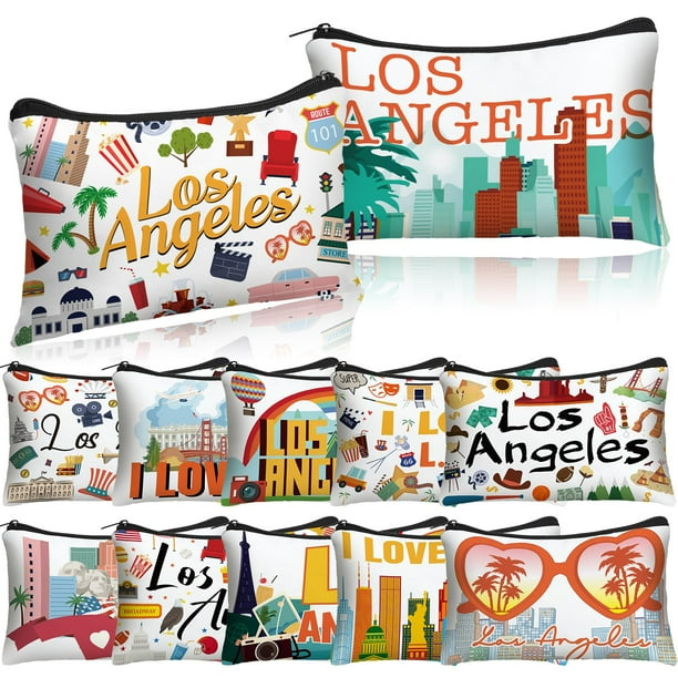 Bolsa de cosméticos Reginary, paquete de 12 unidades, recuerdos de viaje, Los Ángeles
