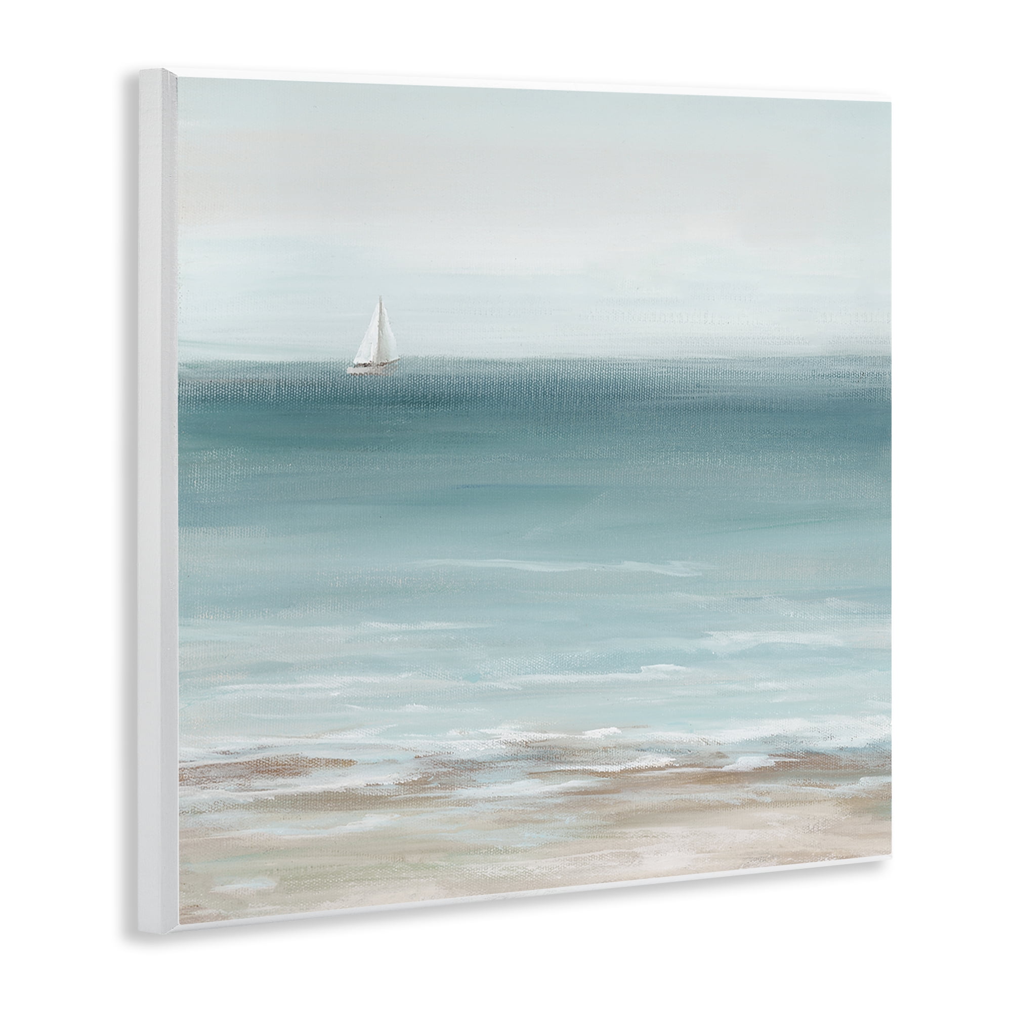 Stupell Industries Faraway Boat on Ocean Nautical & Beach Painting Unframed Art Print Wall Art, 12 x 12