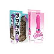 Sexy, Kinky Gift Set Bundle ofToppers Open Ended, Ribbed and Nubbed Penis Extender, Smoke and Icon Brands Pinkies, Ridgy