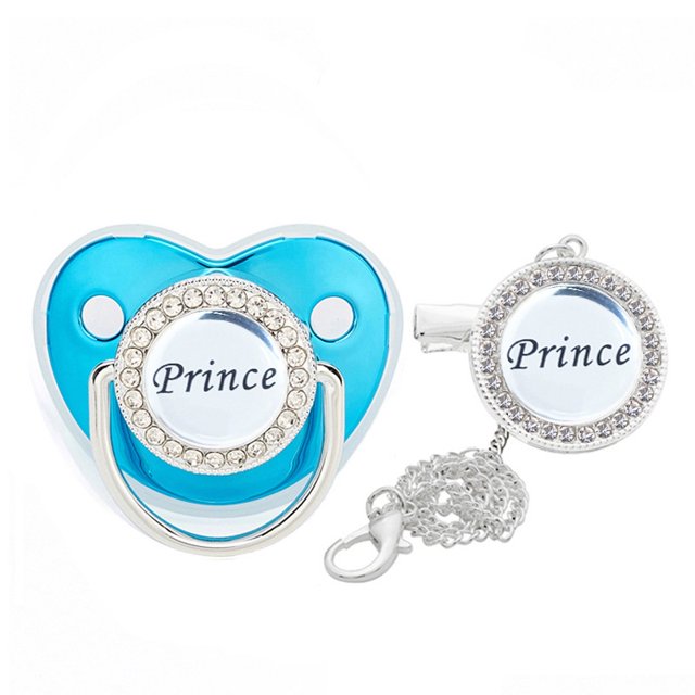 Diseño único del conjunto de chupete y clip - regalo ideal para bebés/Princess Prince Baby Diamond Toy Mouth Point Chupete Bebé Silicona Mordedor Juguete Con Tapa Gao Jiahui unisex