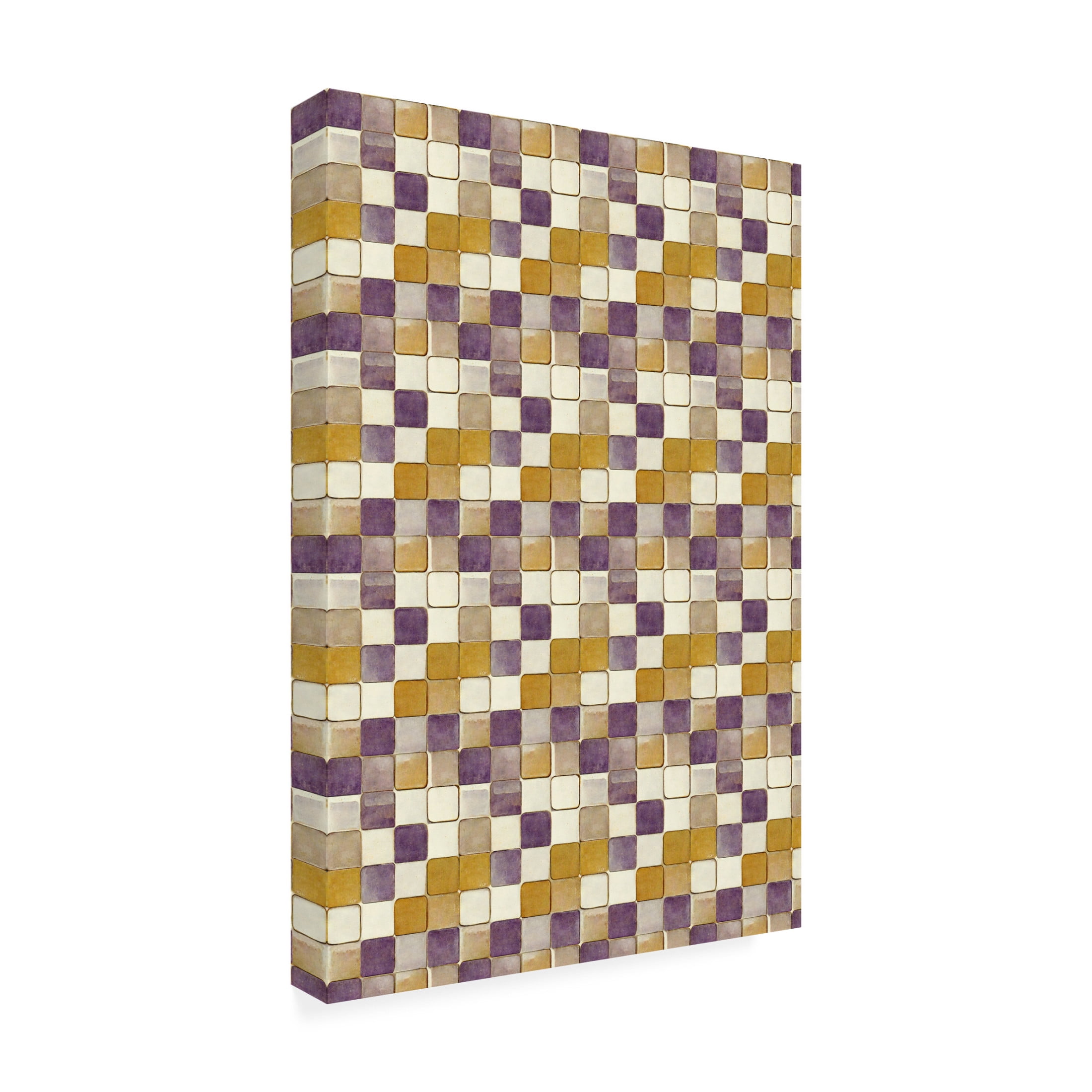 Canvas Wall Art - Treechild 'Purple and Ochre Tile Pattern' Wall Art for Living Room, Bedroom, or Office D?cor by Trademark Fine Art - 30 x 47 Inches
