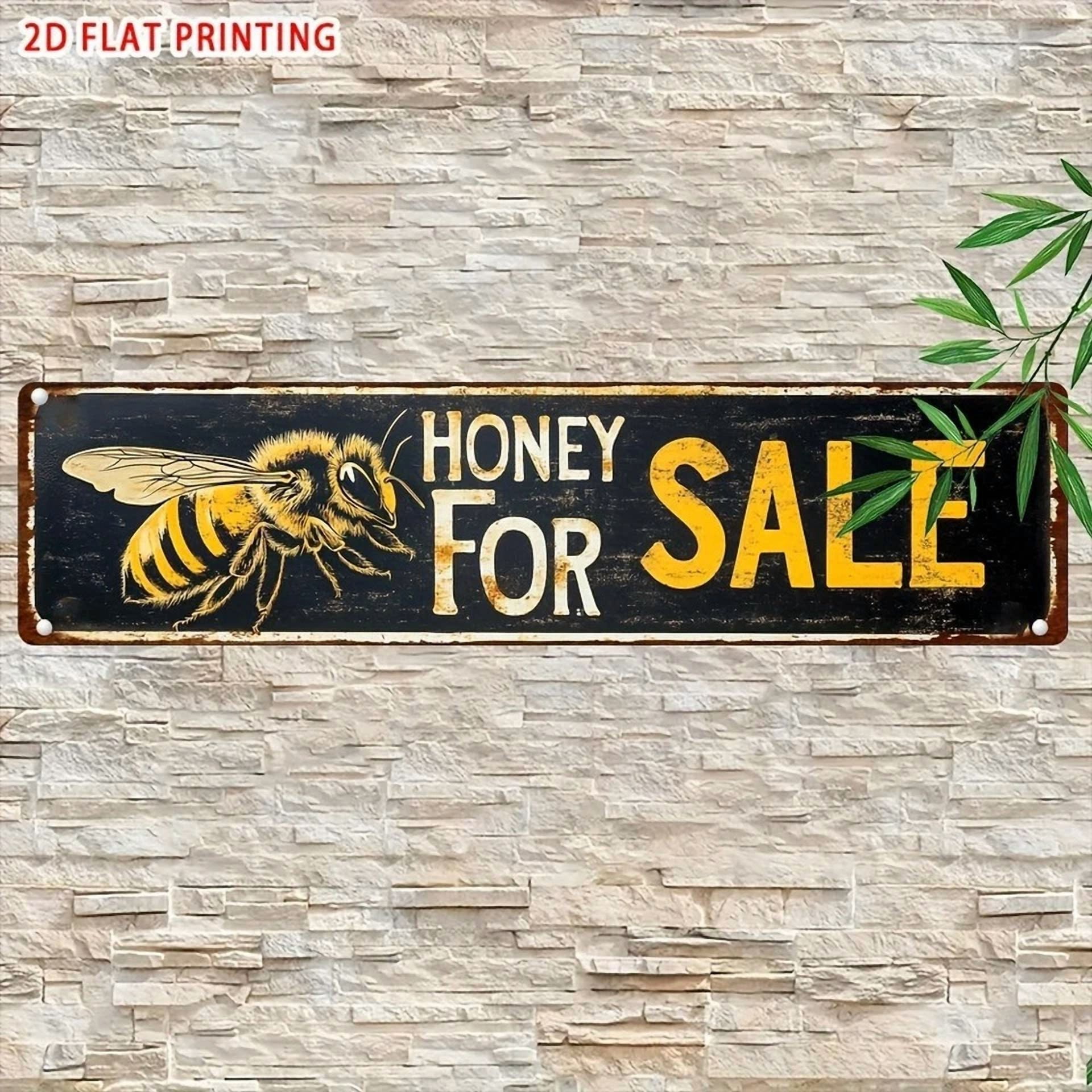 PURELY- Honey For Sale Yard Sign 16X4In Metal Tin Sold Sign For Farm Garden Lawn Outdoor