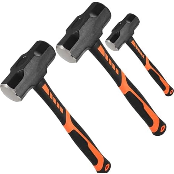 3 PCS 2lb 3lb 4lb Sledge Hammer, Heavy Duty Crack Hammer with Forged Steel Head and Shock Reduction Fiberglass Handle, Club Hammer for Demolition Work$$Tools & Hardware Other