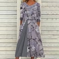 thumbnail image 3 of Vestido largo casual de verano con estampado de cuello cuadrado y manga corta para mujer Fridja  bnh6286, 3 of 8