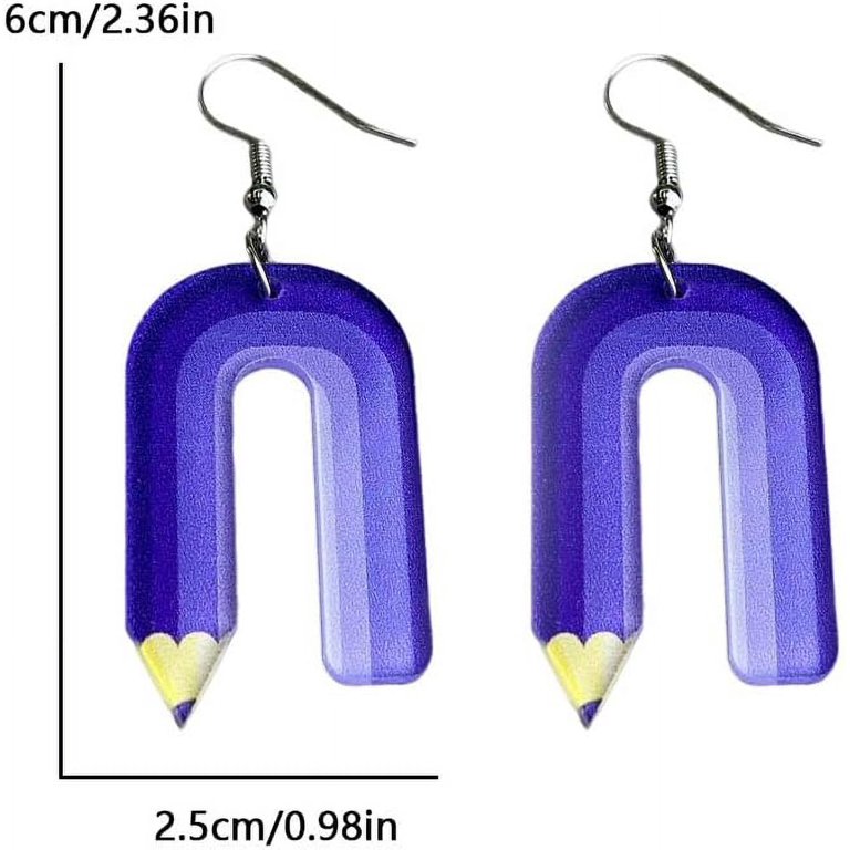 Cute Dangling Crayon Earrings For Teachers - Acrylic Fun School-Themed Jewelry Gift