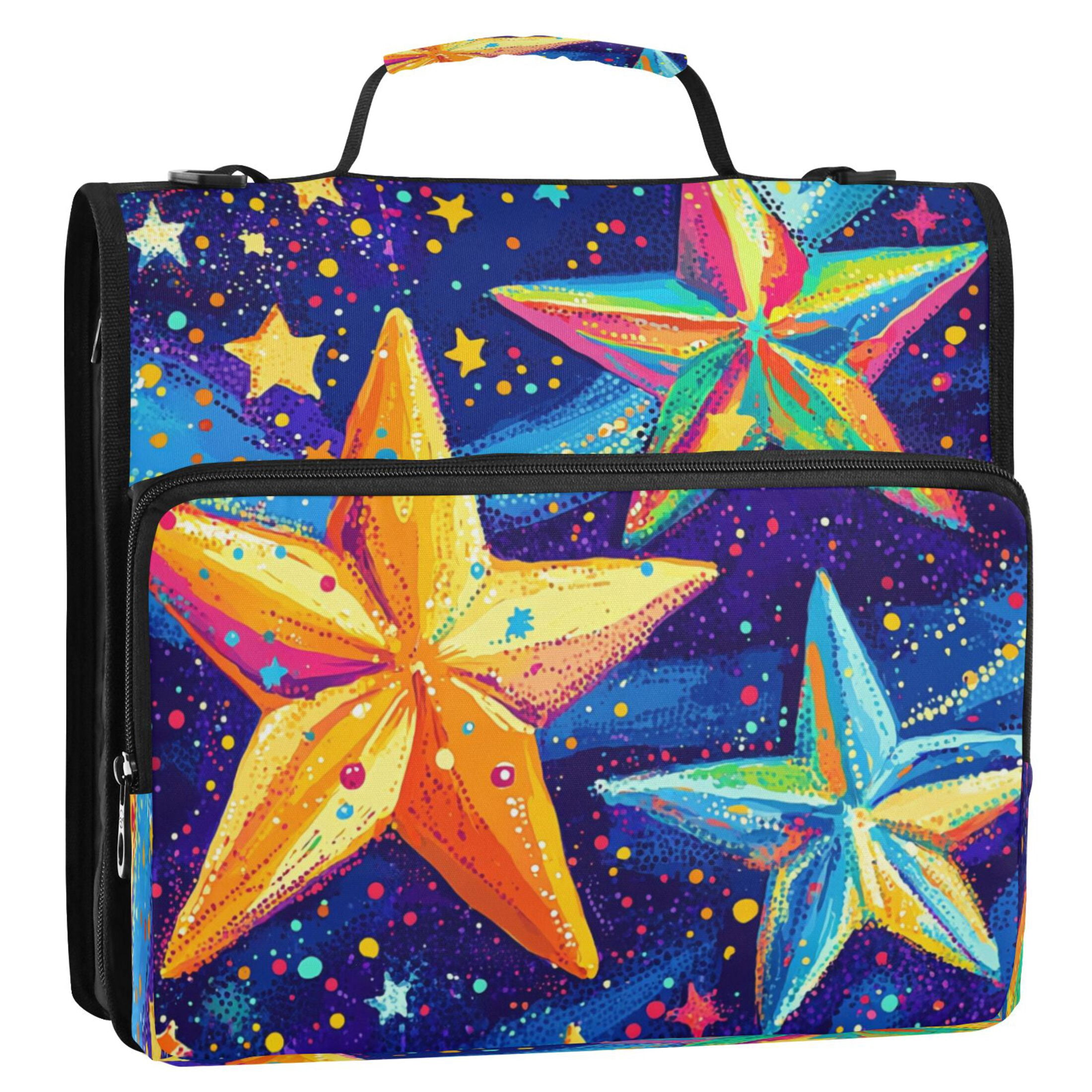 YAZAOO Zipper Binder trapper keeper Documents Organized Design Cosmic Brightness Printed