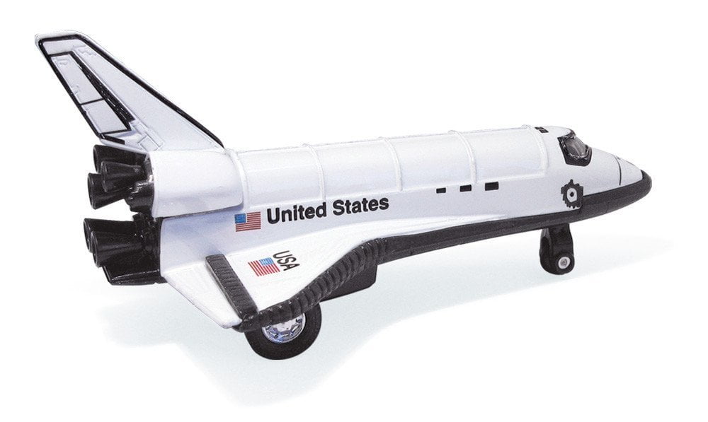 DIECAST SPACE SHUTTLE PLANE PULL BACK MODEL & SOUND LIGHT DISPLAY STAND TOY NICE 