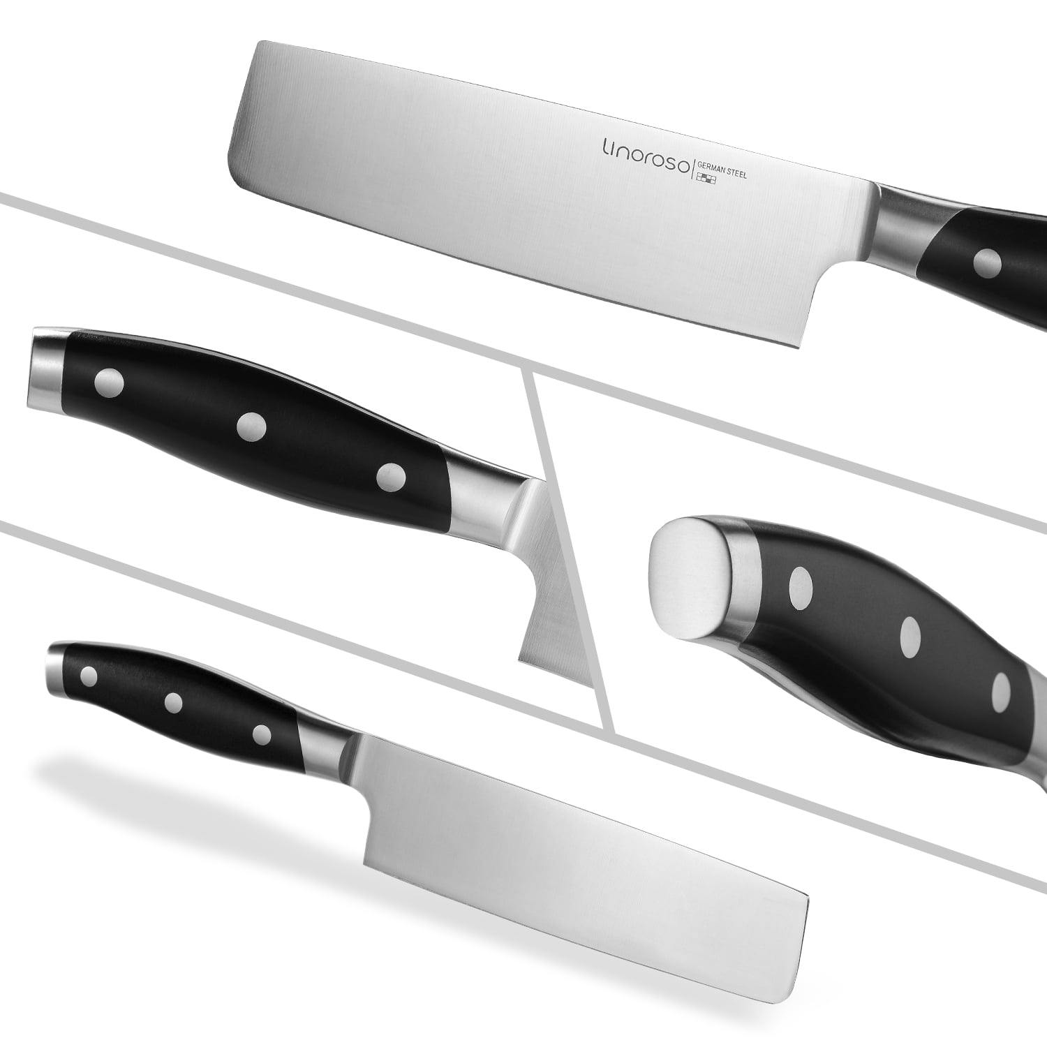 Linoroso 7 inch Nakiri Knife Vegetable Cleaver Kitchen Knife, German High Carbon Stainless Steel