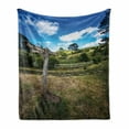 thumbnail image 1 of Hobbits Soft Flannel Fleece Throw Blanket, Rustic Wooden Sign in Hobbit Land East West Movie Set New Zealand the Shire, Cozy Plush for Indoor and Outdoor Use, 60" x 80", Green Brown, by Ambesonne, 1 of 6